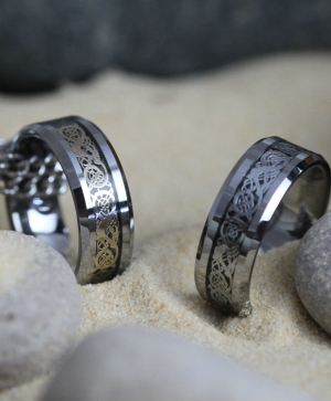 ✬ Унисекс пръстен Tungsten Celtic Dragon Silver ✬