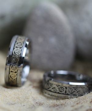 ✬ Унисекс пръстен Tungsten Celtic Dragon Silver ✬
