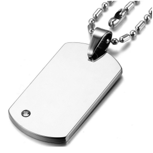 ✪ Военна Tungsten плочка с цирконий за мъже Silver (+ гравиране) ✪