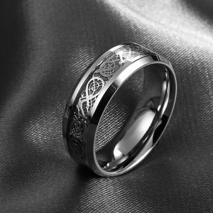 ✬ Унисекс пръстен Tungsten Celtic Dragon Silver ✬