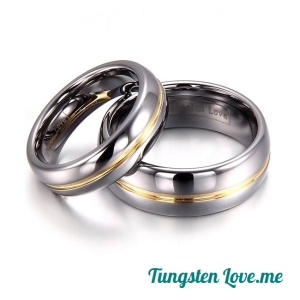 ♥ Брачни халки Tungsten Love със златна линия (+ гравиране) ♥