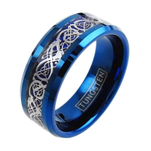 ✦ Унисекс пръстен Tungsten Celtic Dragon Blue (+ гравиране) ✦