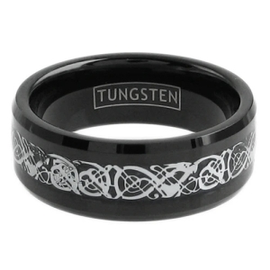 ✦ Унисекс пръстен Tungsten Celtic Dragon Black (+ гравиране) ✦