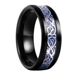 ✦ Унисекс пръстен Celtic Dragon в черно и синьо (+ гравиране) ✦