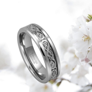 ✬ Унисекс пръстен Tungsten Celtic Dragon Silver - 7 и 10 (+ гравиране) ✬