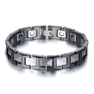 ✥ Мъжка Tungsten гривна от черна керамика и волфрам - модел MIRC ✥