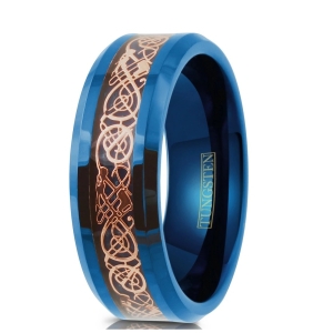 ✦ Унисекс пръстен Celtic Dragon Royal Blue Rose Gold (+ гравиране) ✦
