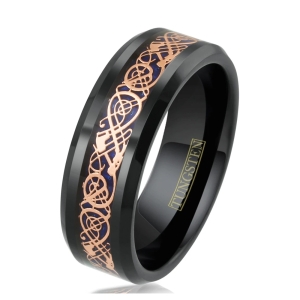 ✦ Унисекс пръстен Celtic Dragon Black Rose Gold (+ гравиране) ✦