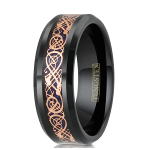 ✦ Унисекс пръстен Celtic Dragon Black Rose Gold (+ гравиране) ✦