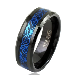 ✦ Унисекс пръстен Celtic Dragon Black Blue (+ гравиране) ✦