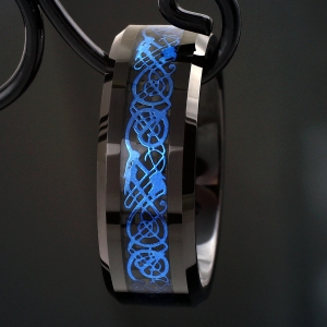 ✦ Унисекс пръстен Celtic Dragon Black Blue (+ гравиране) ✦
