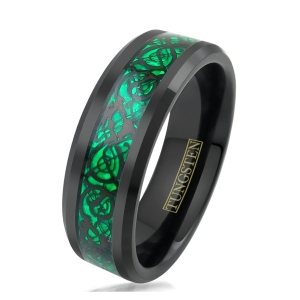 ✦ Унисекс пръстен Celtic Dragon Black Green Emerald (+ гравиране) ✦