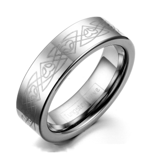 ✪ Унисекс пръстен с гравирани келтски елементи Tungsten Love
