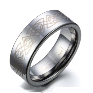✪ Унисекс пръстен с гравирани келтски елементи Tungsten Love