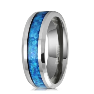 ✥ Унисекс пръстен Tungsten Blue Opal - 6 (+ гравиране)