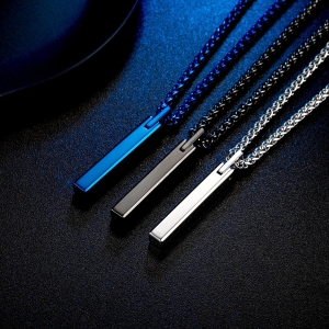 ✪ Унисекс Tungsten колие с висулка от волфрам в черен цвят ✪