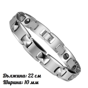 ✪ Солидна гривна Tungsten Carbide Silver за мъже - 22 см ✪